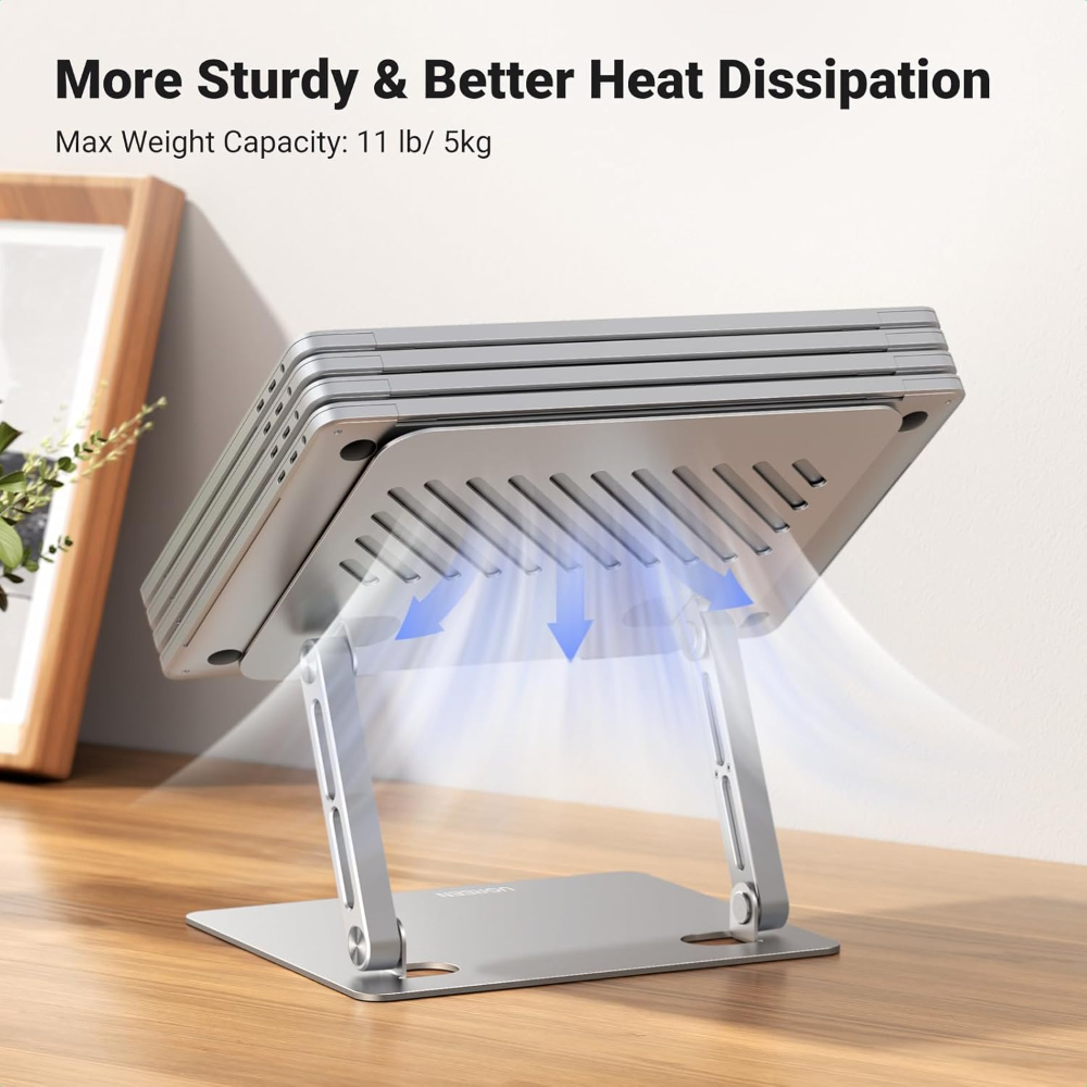 UGREEN  Full-Angle Hover Adjustable & Foldable Laptop Stand – Premium Ergonomic Aluminum Riser with Infinite Tilt for MacBook & Laptops up to 17 inch image 6