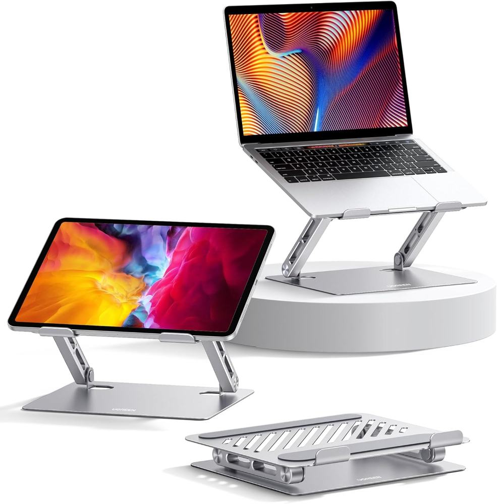 UGREEN  Full-Angle Hover Adjustable & Foldable Laptop Stand – Premium Ergonomic Aluminum Riser with Infinite Tilt for MacBook & Laptops up to 17 inch image 2