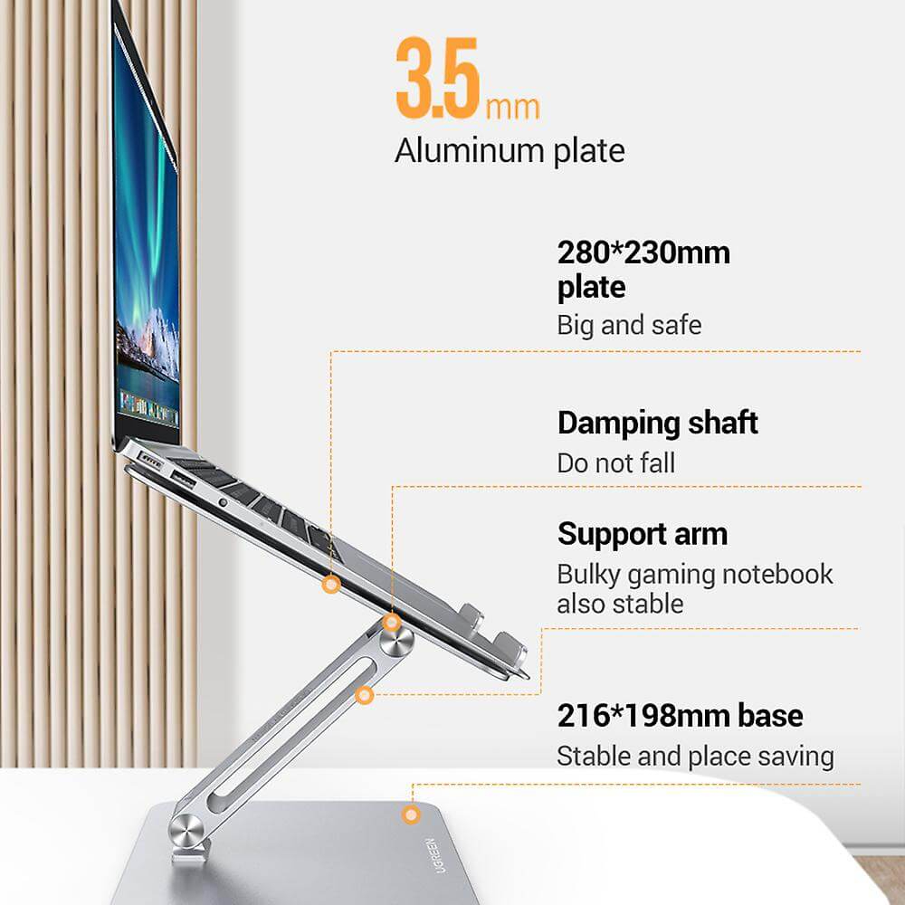 UGREEN  Full-Angle Hover Adjustable & Foldable Laptop Stand – Ergonomic Aluminum Riser with Full Tilt Adjustment for MacBook & Laptops up to 16 inch image 3