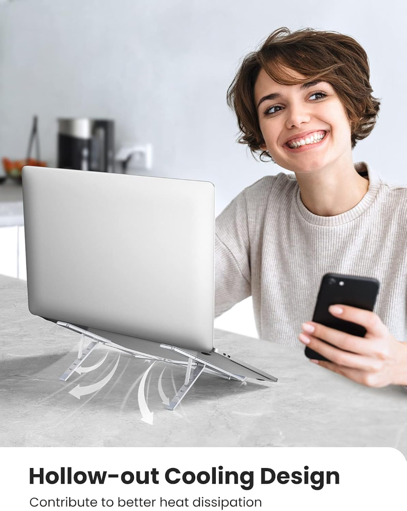 UGREEN  Foldable Laptop Stand with Height Adjustment – Portable Ergonomic Aluminum Riser, Adjustable Holder for MacBook & Laptops up to 16 inch image 5