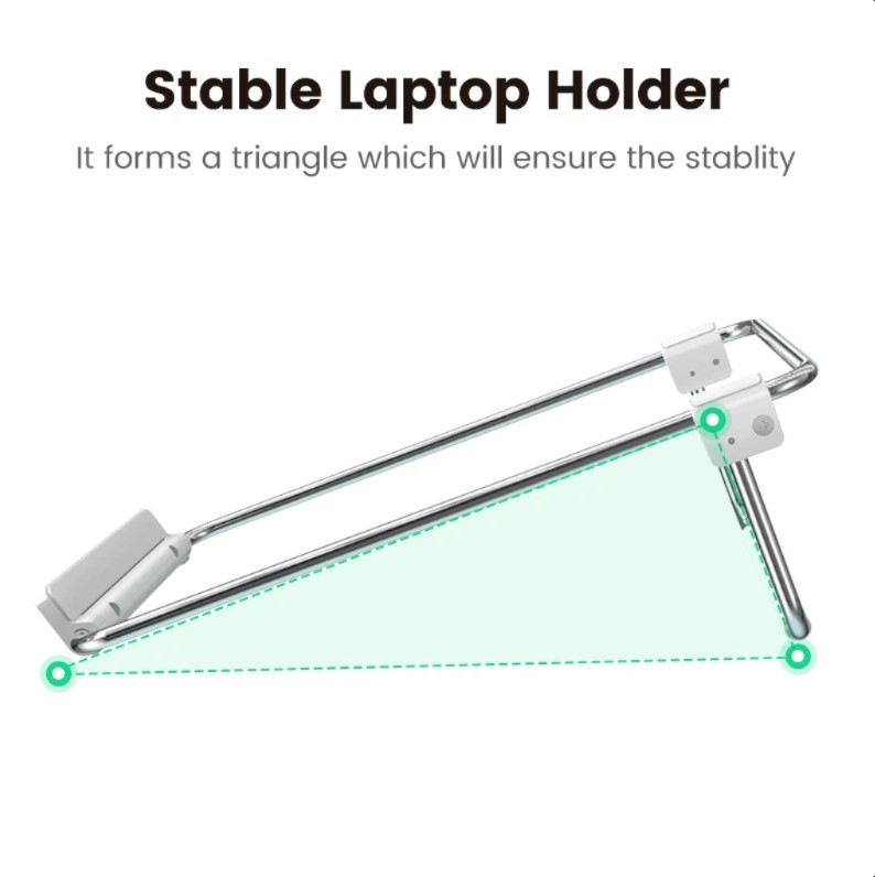 UGREEN Desktop Laptop Stand (Silver) – Ergonomic Aluminum Riser, Ventilated Cooling Holder for MacBook & Laptops up to 16 inch image 6