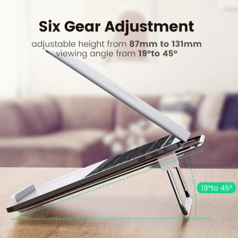 UGREEN Desktop Laptop Stand (Silver) – Ergonomic Aluminum Riser, Ventilated Cooling Holder for MacBook & Laptops up to 16 inch image 5