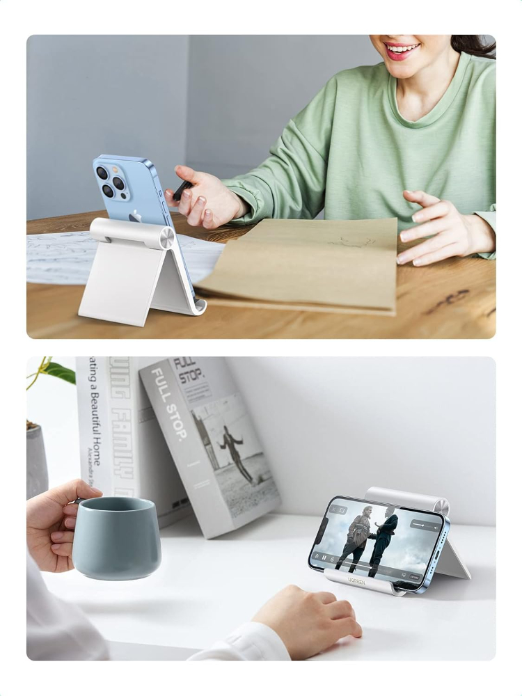 UGREEN Portable Foldable Cell Phone Stand – Adjustable Desk Holder for Smartphones, Compact Pocket-Size Mobile Cradle for Office, Home & Travel image 8