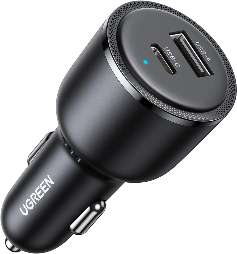 UGREEN 60W Dual-Port Car Charger USB-C + USB-A | Fast PD Car Adapter for iPhone, Samsung, iPad, MacBook & USB-C Devices