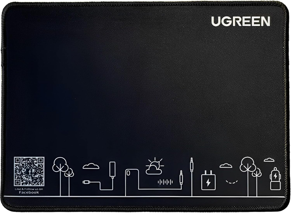 UGREEN Mouse Pad Fine Surface Black, Smooth Precision Desk Mat with Non-Slip Rubber Base | Compatible with Optical & Gaming Mice, for Office, Home & Everyday Computer Use