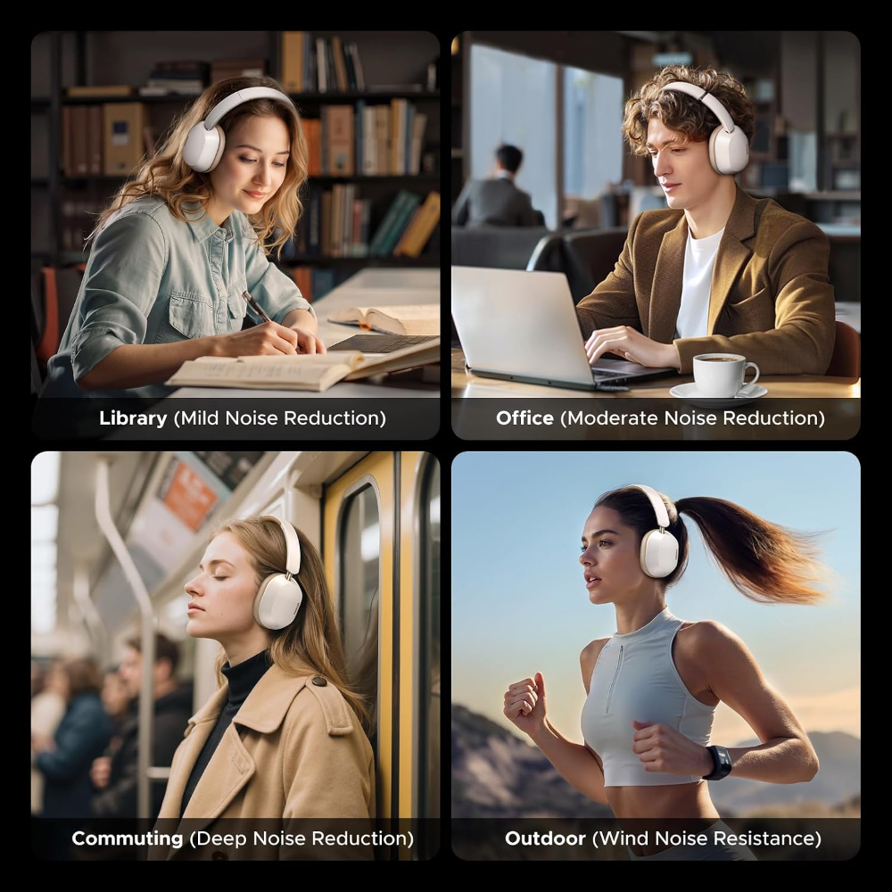 UGREEN Max5c Hybrid Active Noise Cancelling Bluetooth Headphones (White) Foldable Over Ear Wireless Headphones Support Hi-Res LDAC & Spatial Audio, Deep Bass, Custom EQ via App, 75H Playtime image 11