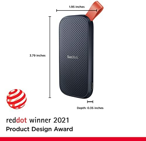 SanDisk E30 Portable External SSD 1TB – Up to 800MB/s, USB-C USB 3.2 Gen 2, Shock-Resistant (Black) (SDSSDE30-1T00-G26)