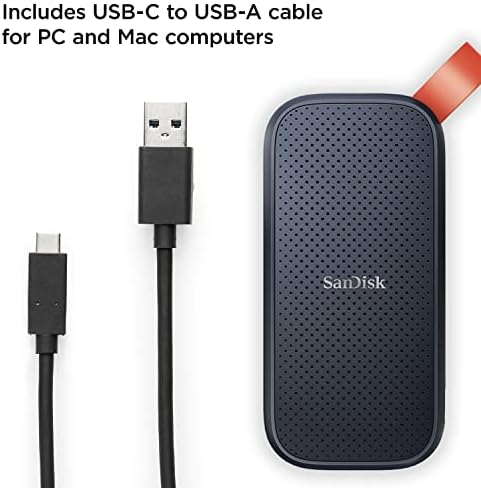 SanDisk E30 Portable External SSD 1TB – Up to 800MB/s, USB-C USB 3.2 Gen 2, Shock-Resistant (Black) (SDSSDE30-1T00-G26)