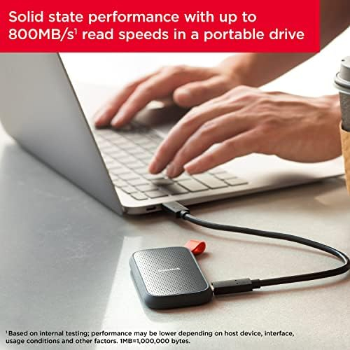 SanDisk E30 Portable External SSD 1TB – Up to 800MB/s, USB-C USB 3.2 Gen 2, Shock-Resistant (Black) (SDSSDE30-1T00-G26)