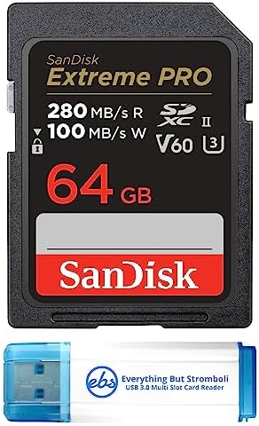 SanDisk Extreme PRO 64GB SDXC UHS-II Memory Card – Up to 280MB/s, 4K & 8K UHD, V60 SD Card for Pro DSLR & Mirrorless Cameras (SDSDXEP-064G-GN4IN)