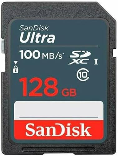 SanDisk Ultra 128GB SDXC UHS-I Class 10 Memory Card – Up to 100MB/s, Full HD, SD Card for Cameras (SDSDUNR-128G-GN3IN)