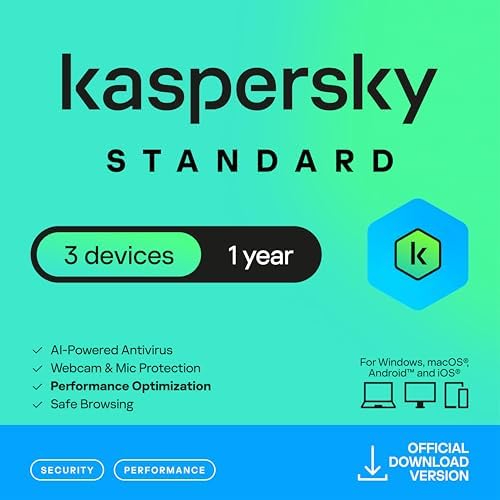 Kaspersky Standard Anti-Virus 2024 | 3 Devices | 1 Year | Advanced Security