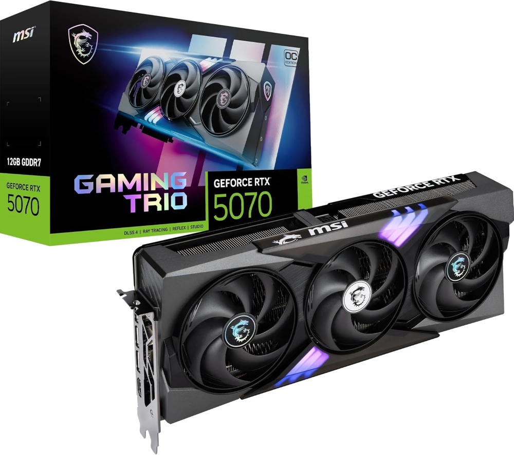 MSI GeForce RTX 5070 12GB GAMING TRIO OC Graphics Card – GDDR7, DLSS 4, PCIe 5.0, Tri-Frozr Triple-Fan GPU for 1440p & 4K Gaming