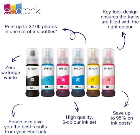 Epson 108 Cyan Ink Bottle 70ml – Genuine Refill for EcoTank L8050, L8100, L18050 (C13T09C24A)