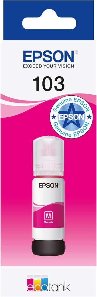 Epson 103 Magenta Ink Bottle 65ml – Genuine Refill for EcoTank L1110, L3110, L3111, L3116, L3150, L3151, L3156, L3160, L5190 (C13T00S34A)