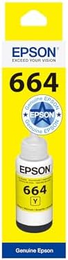 Epson T6644 Yellow Ink Bottle 70ml – Genuine Refill for EcoTank L100, L110, L120, L200, L210, L300, L355, L555 & More (C13T66444A)
