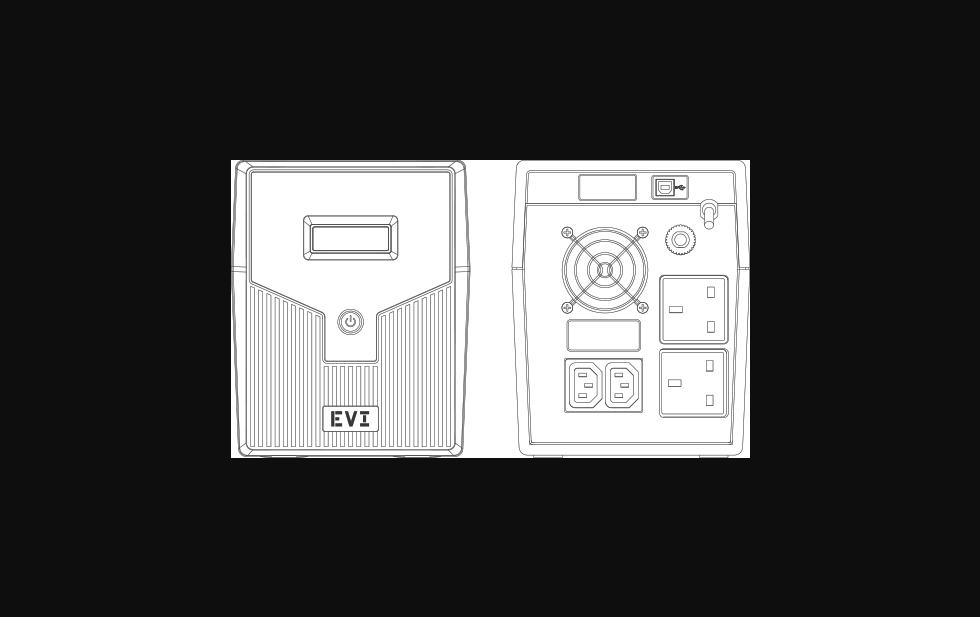 EVI 2000VA / 1200W Line Interactive UPS with LCD Display – Battery Backup & AVR with 4 Outlets and Monitoring Software for Office, Servers & POS (EP-UPS2000UU2IE2-UK)