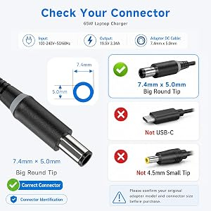 Dell Big Pin 19.5V 3.34A / 4.62A Laptop Adapter