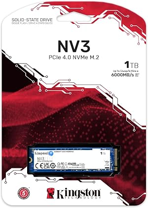 Kingston SNV3S 1TB NVMe M.2 PCIe Gen 4x4 2280 SSD – Up to 6000MB/s, High-Performance Internal Solid State Drive for Gaming & Creators