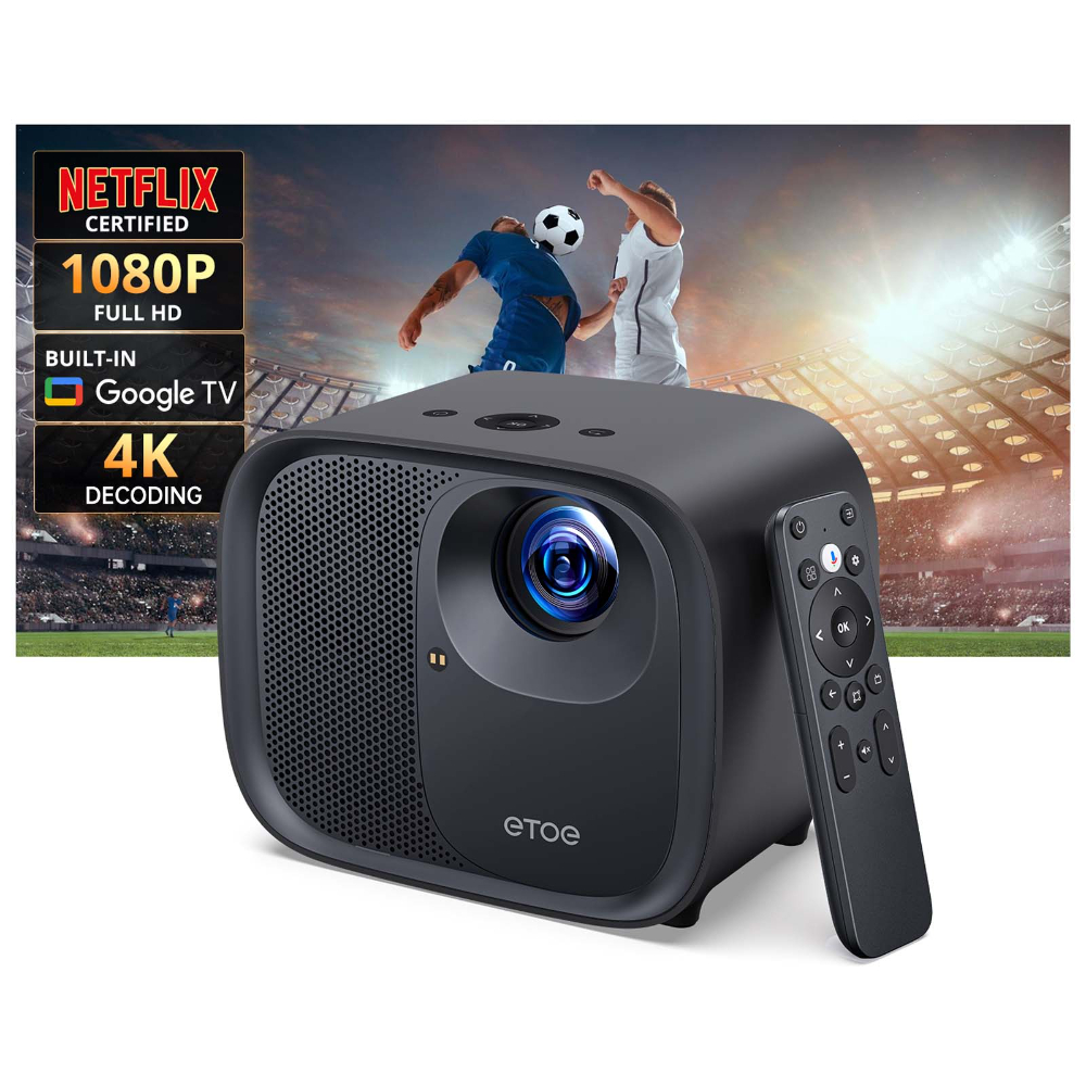 ETOE E3 PRO Laser Smart Projector – Full HD 1080P, Android TV & 4K HDR Streaming, 600 ANSI Lumens, Auto Keystone & Focus, Wi-Fi, Bluetooth, 20W Speaker (A1332)
