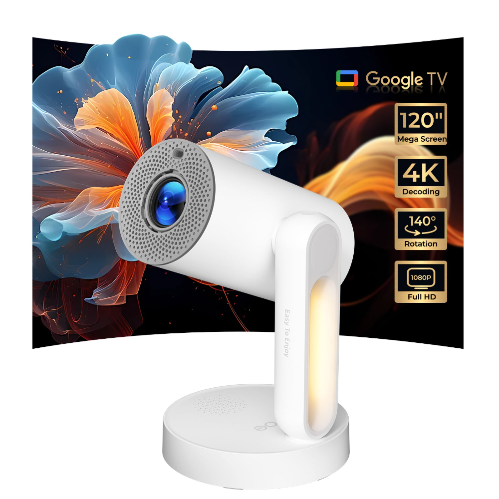 ETOE Starfish Plus Smart Projector – Full HD 1080P, Google TV & 4K Streaming, 300 ANSI Lumens, Auto Keystone & Focus, Wi-Fi, Bluetooth, 7-Colour Night Light (A1223)