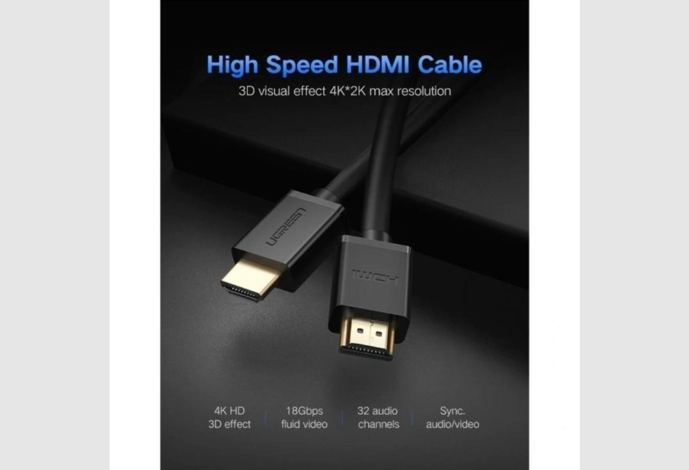 UGREEN HD104 HDMI 4K Cable Male to Male 5m -Black