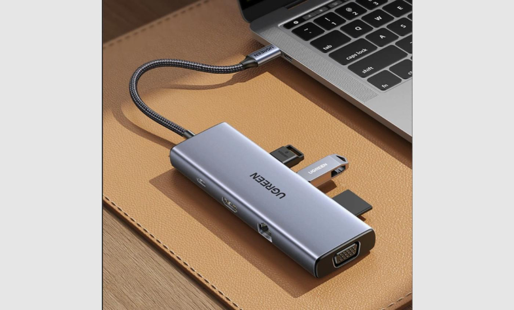 Ugreen 9-in-1 USB-C Multifunction Adapter, USB-C to USB3.0 (2 Port) + USB-C (2 port) + 4K HDMI + RJ45 Ethernet + SD & TF + PD port Converter