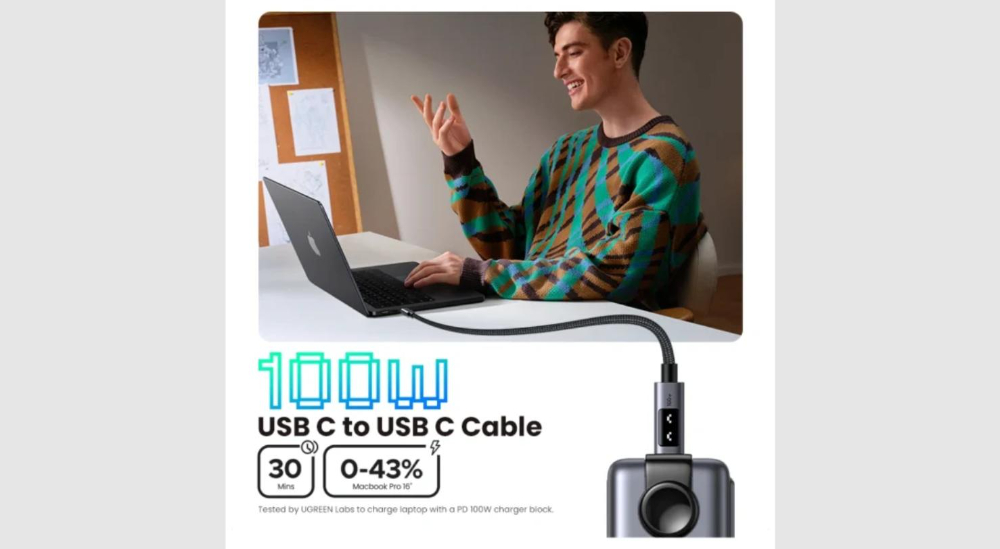 UGREEN Uno USB-C to USB-C PD Fast Charging Cable 3m