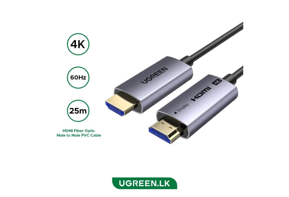 UGREEN 4K HDMI Fiber Optic Cable Male to Male, Aluminium Shell, 25m