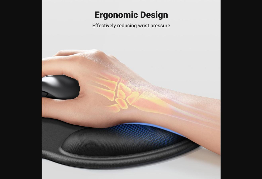 UGREEN Ergonomic Mouse Pad with Wrist Support 220x245mm - Stray Night Black image 4