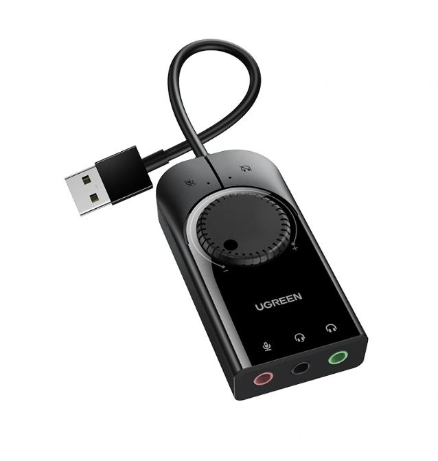 UGREEN USB-A to 3x 3.5mm External Stereo Sound Adapter 15cm - Black