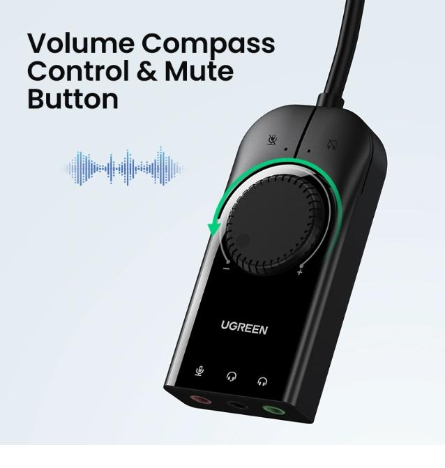 UGREEN USB-A to 3x 3.5mm External Stereo Sound Adapter 15cm - Black image 2
