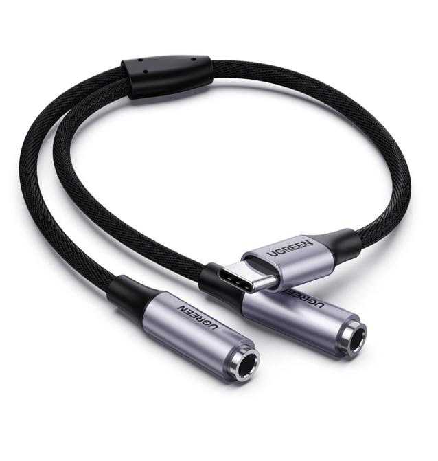 UGREEN USB-C to Dual 3.5mm Female Audio Cable 25cm - Space Gray