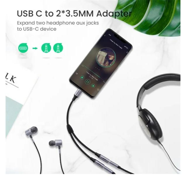 UGREEN USB-C to Dual 3.5mm Female Audio Cable 25cm - Space Gray image 2