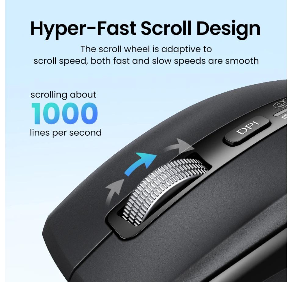 UGREEN Multi-Mode Wireless Bluetooth Mouse with Thumb Wheel and Side Scrolling image 2