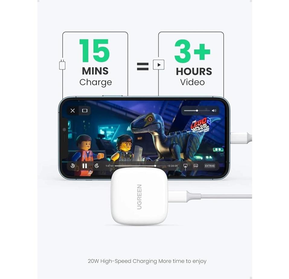 UGREEN 20W Fast Charger UK + USB-C to Lightning Cable 1m