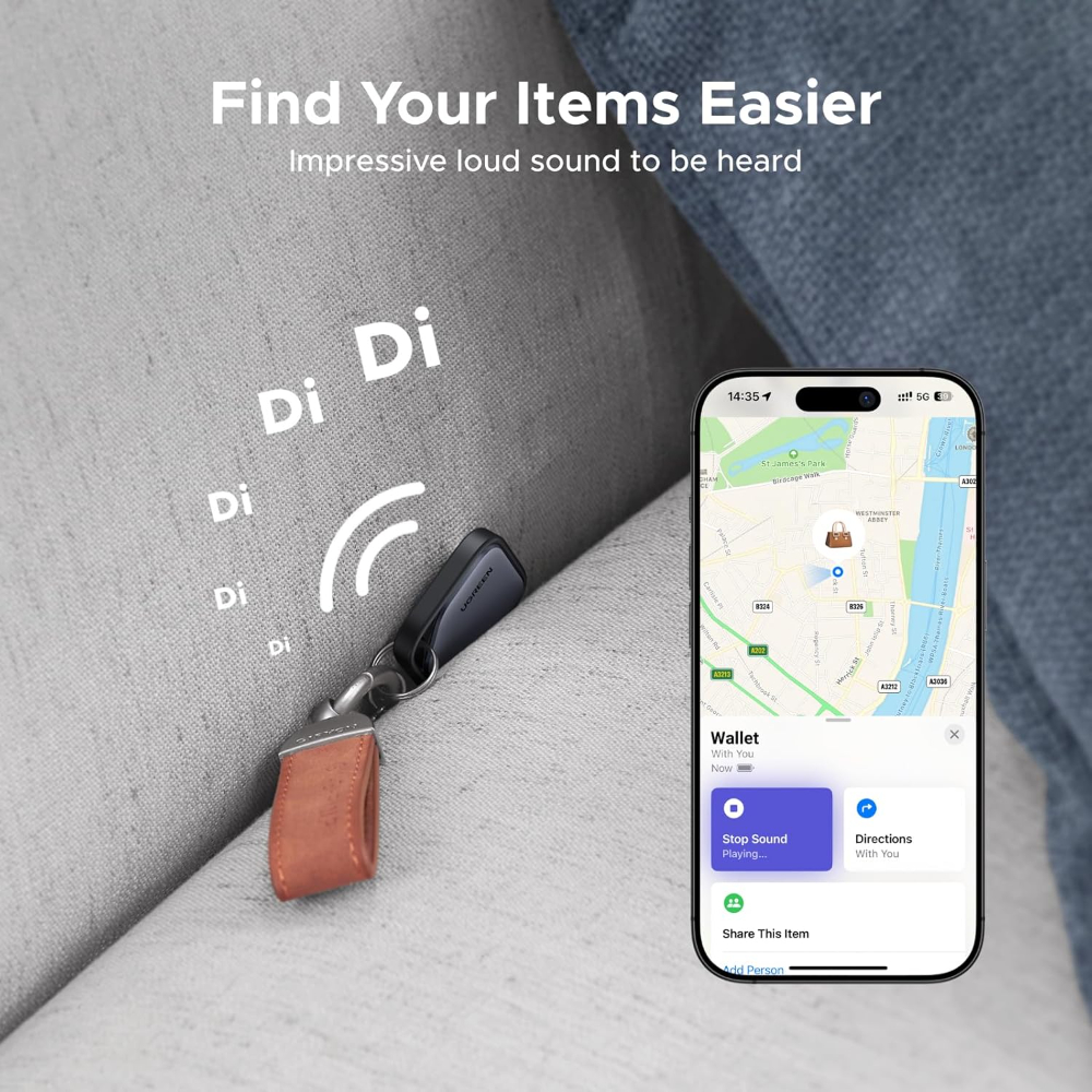 UGREEN FineTrack Tracker Tag for Apple Find My, 2-Year Replaceable Battery iOS only, Air Tracker Tag, 80dB Alarm Volume, Bluetooth Finder and Keys Tags for Wallet, Luggage, Suitcase and More image 7