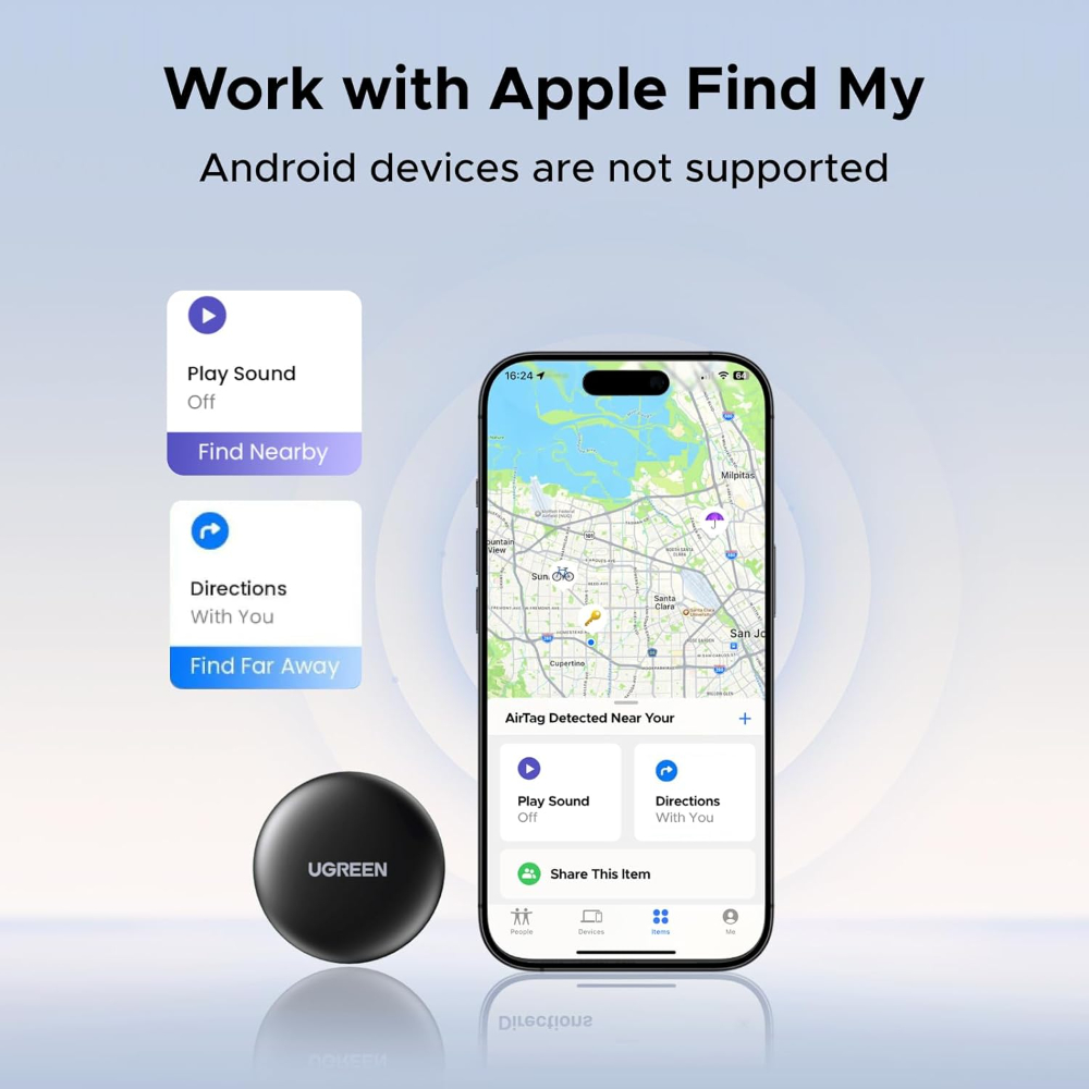 UGREEN FineTrack Mini Tracker Tag for Apple Find My, Replaceable Battery iOS only, Tracker Tag, 18-Month Replaceable Battery, 80dB Volume, Bluetooth Finder for Keys, Wallet, Luggage, Tag Holder image 11