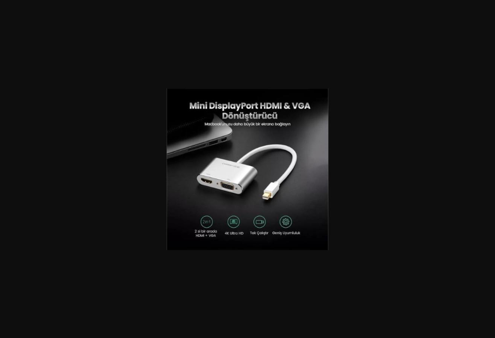UGREEN Mini DP to HDMI + VGA Converter -Silver image 4