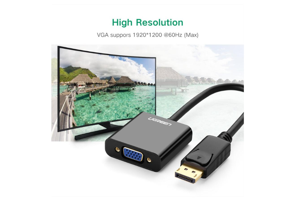 UGREEN DP Male to VGA Female Converter -Black image 3