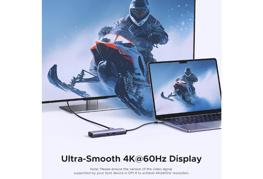 UGREEN Uno 7-in-1 USB-C Docking Station with 4K@60Hz HDMI, Gigabit Ethernet and 100W PD - Gray image 3
