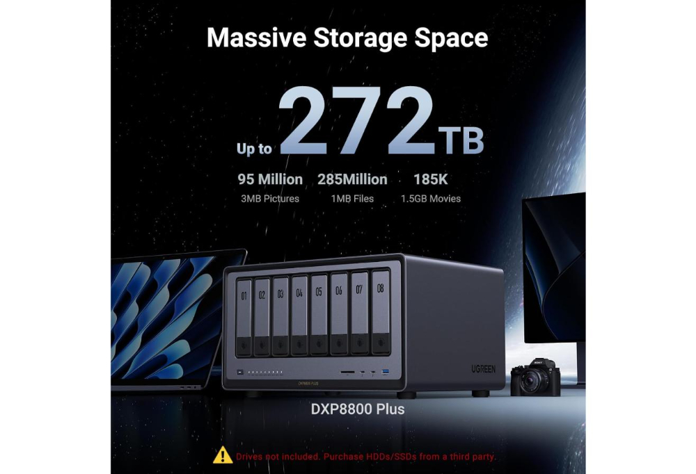 UGREEN DXP8800 Plus 8-Bay High performance desktop NAS | 8K, 2x10GbE, 2x M.2 image 2