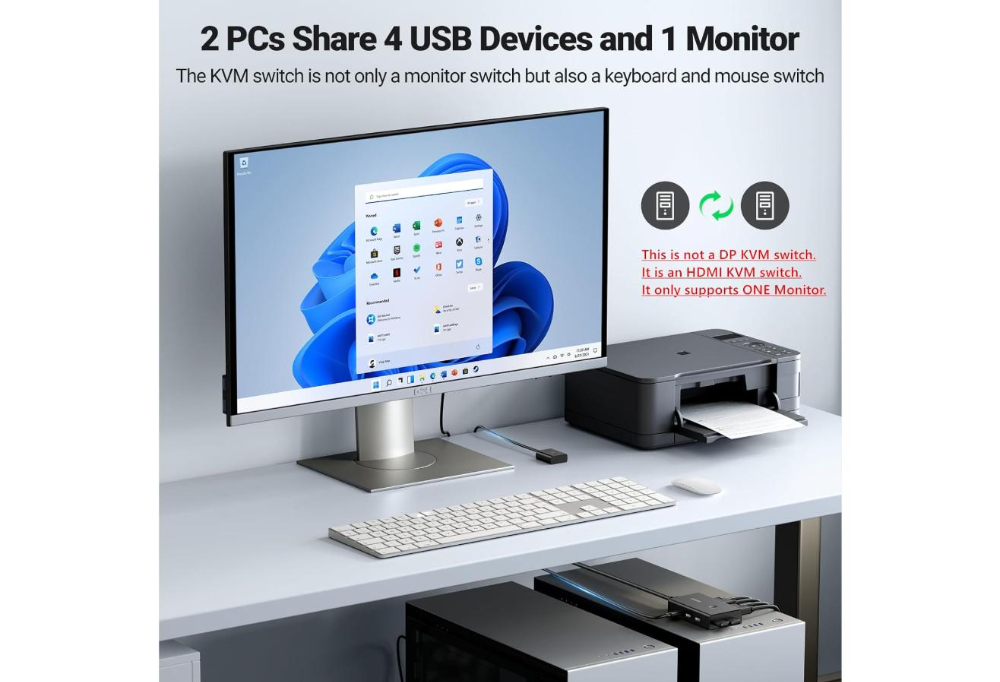 UGREEN HDMI Switch Box 2 In 1 Out KVM Switching image 3