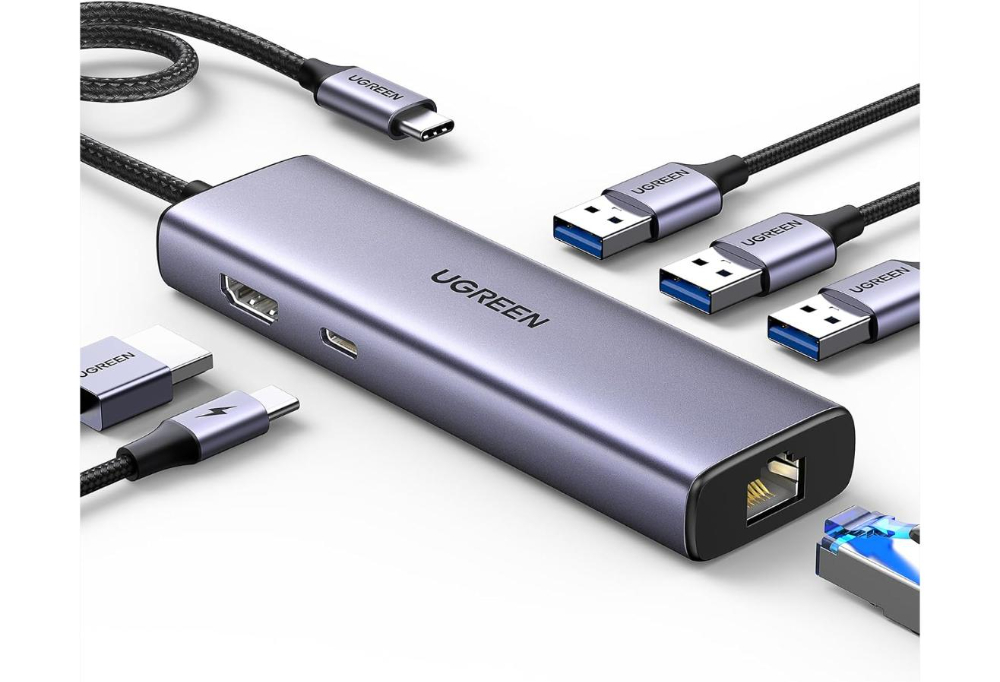 UGREEN 6-in-1 USB-C Hub with 4K@60Hz HDMI, Gigabit Ethernet and 100W PD