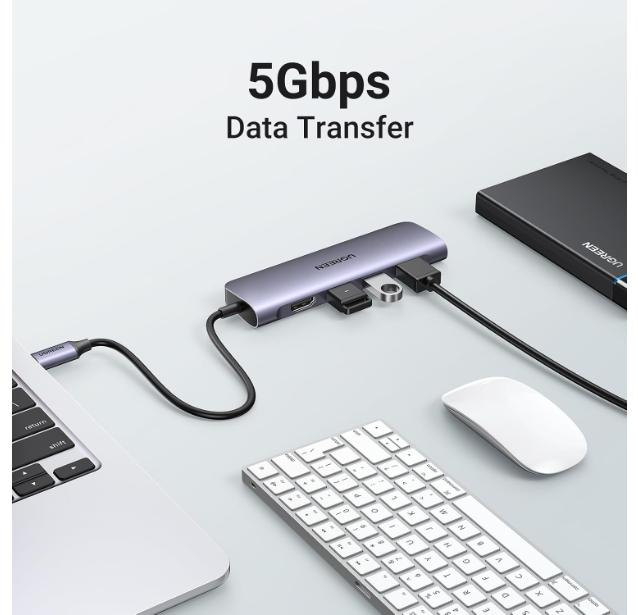UGREEN 6 in 1 Multifunction Adapter, USB-C To 4K HDMI + USB 3.0 A (3 Port) + SD/TF Converter image 3