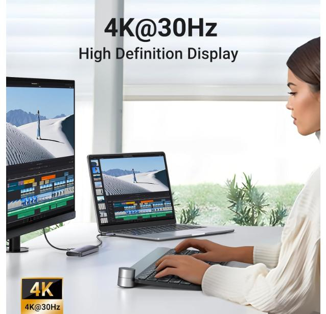 UGREEN 6 in 1 Multifunction Adapter, USB-C To 4K HDMI + USB 3.0 A (3 Port) + SD/TF Converter image 4