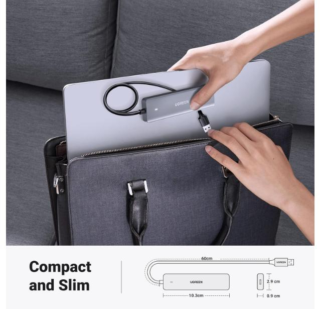 UGREEN 4-Port USB3.0 Hub with USB-C Power Supply image 5