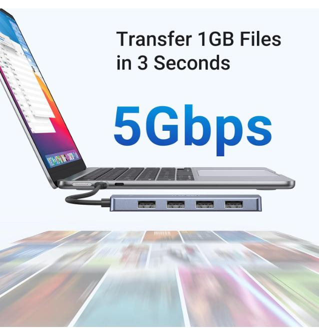 UGREEN 4-Port USB 3.0 HUB with USB C Power Supply image 3