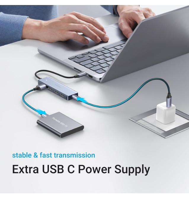 UGREEN 4-Port USB 3.0 HUB with USB C Power Supply image 4