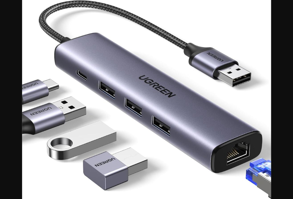UGREEN USB-C to 3xUSB3.0 Hub+RJ45 (1000M) Ethernet Adapter